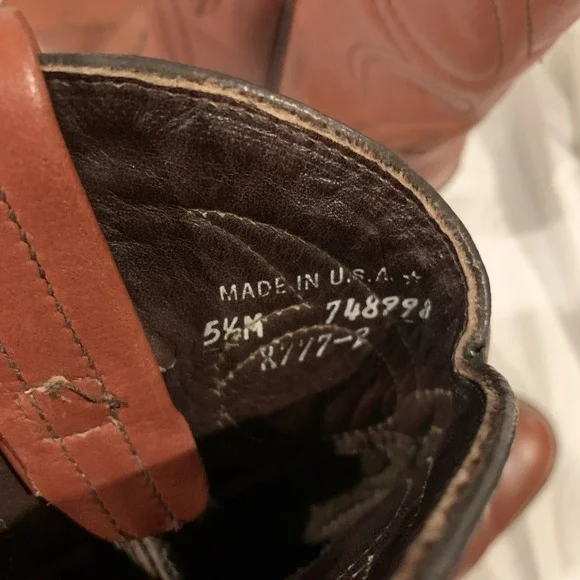 Vintage Dexter Women's 5.5 Brown‎ Leather Western Boots 70s USA Stacked Heel - Picture 9 of 9